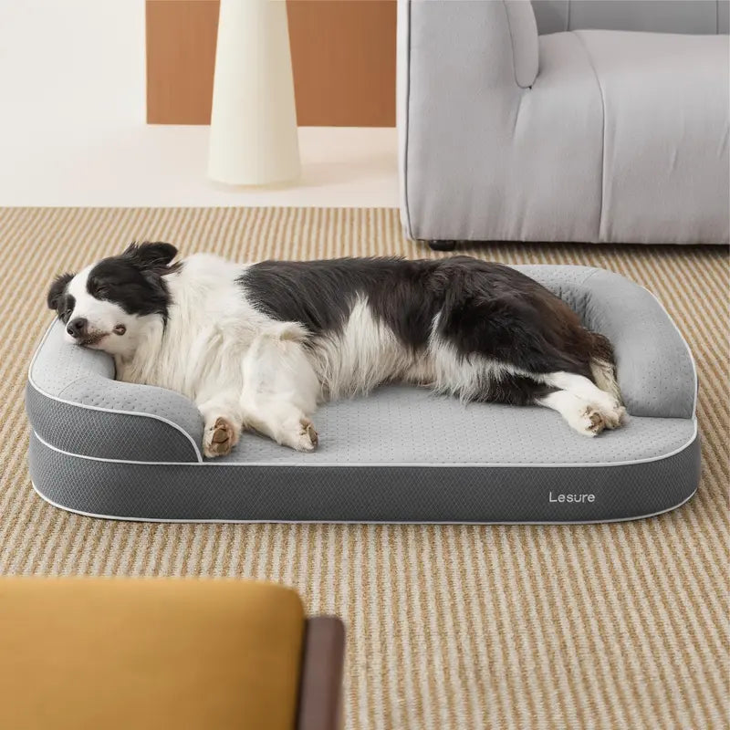 Lesure Realortho Orthopedic Dog Bed for Large and Senior Dogs - Premium 3-Layer Memory Foam with Joint Support, Waterproof Washable Cover for Enhanced Comfort and Deep Sleep