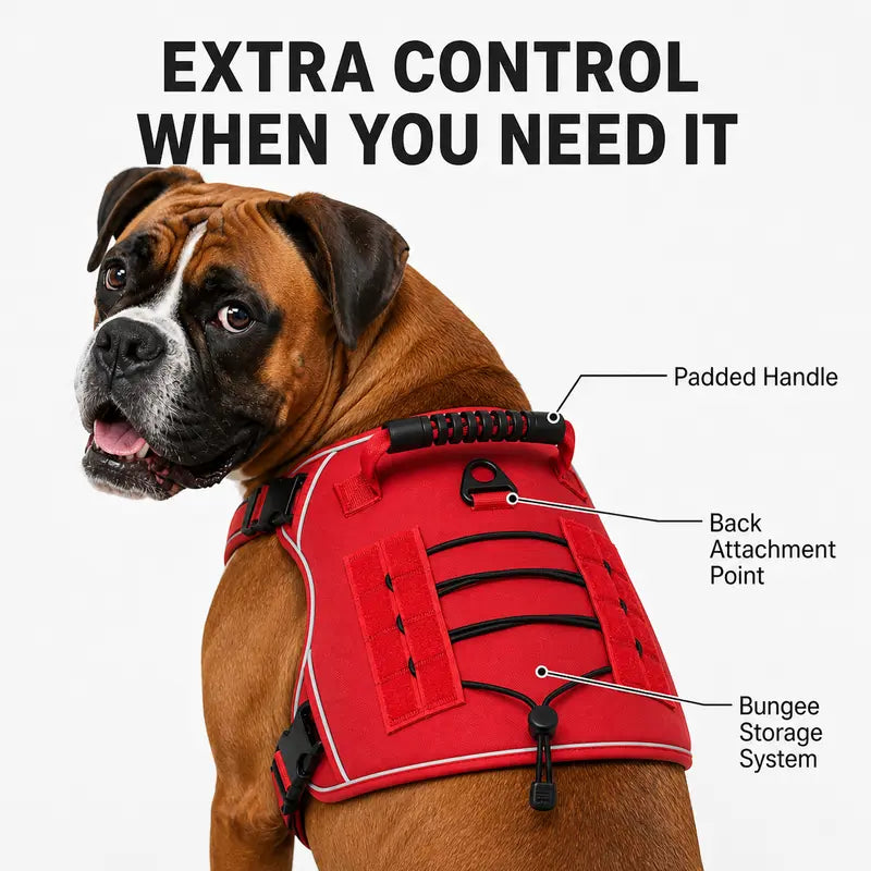 HELETY Tactical Dog Harness Set with Reflective No-Pull Design, Adjustable Mesh and Polyester, Control Handle, Plush Corduroy Leash, Portable Water Bottle, and Leather Bow Tie Collars for Small to Large Dogs, Escape-Proof Cat Safety Night Breakaway