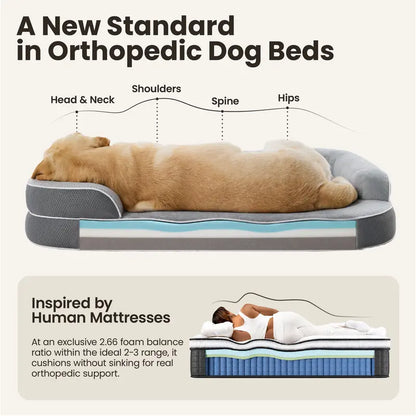 Lesure Realortho Orthopedic Dog Bed for Large and Senior Dogs - Premium 3-Layer Memory Foam with Joint Support, Waterproof Washable Cover for Enhanced Comfort and Deep Sleep