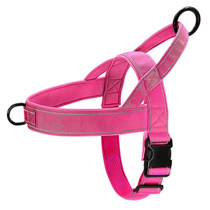 Lightweight Nylon No-Pull Adjustable Dog Harness - Chafe-Resistant, Secure Control, Quick Release Vest with Reflective Features for Daily Walks and Camping (Solid, S/M Sizes, Multi-Breed Fit)