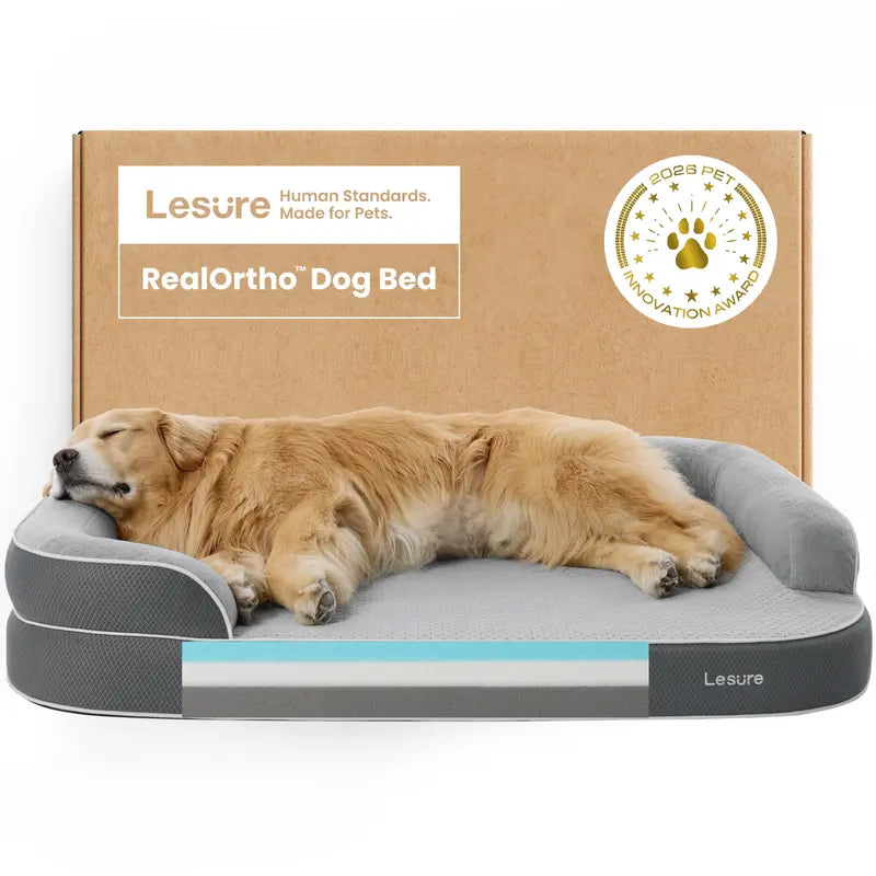 Lesure Realortho Orthopedic Dog Bed for Large and Senior Dogs - Premium 3-Layer Memory Foam with Joint Support, Waterproof Washable Cover for Enhanced Comfort and Deep Sleep