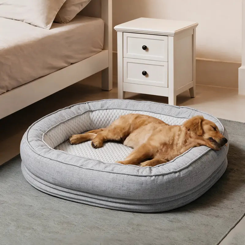 Extra Large Orthopedic Dog Bed with Side Support, Memory and Egg-Crate Foam, Non-Slip Base, Washable Removable Cover, Available in M/L/XL Sizes