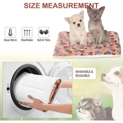 Flannel Pet Sleeping Bed - Luxurious Plush Design with Soft Padding, Stain-Resistant, Machine Washable, Available in Two Sizes (69x52 cm, 89x68 cm) for Dogs and Cats