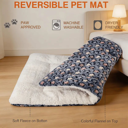 Flannel Pet Sleeping Bed - Luxurious Plush Design with Soft Padding, Stain-Resistant, Machine Washable, Available in Two Sizes (69x52 cm, 89x68 cm) for Dogs and Cats