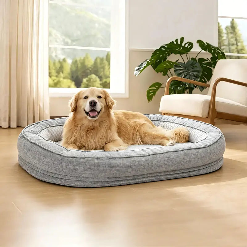 Extra Large Orthopedic Dog Bed with Side Support, Memory and Egg-Crate Foam, Non-Slip Base, Washable Removable Cover, Available in M/L/XL Sizes