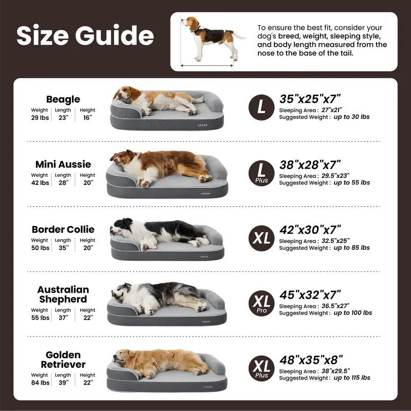 Lesure Realortho Orthopedic Dog Bed for Large and Senior Dogs - Premium 3-Layer Memory Foam with Joint Support, Waterproof Washable Cover for Enhanced Comfort and Deep Sleep