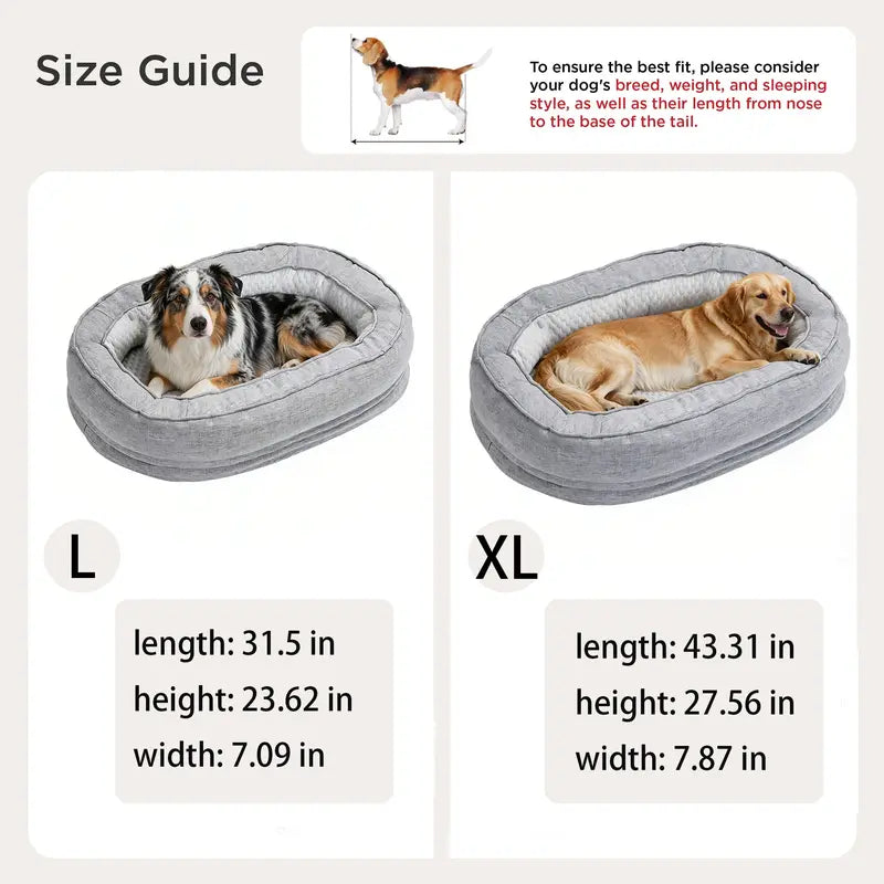 Extra Large Orthopedic Dog Bed with Side Support, Memory and Egg-Crate Foam, Non-Slip Base, Washable Removable Cover, Available in M/L/XL Sizes